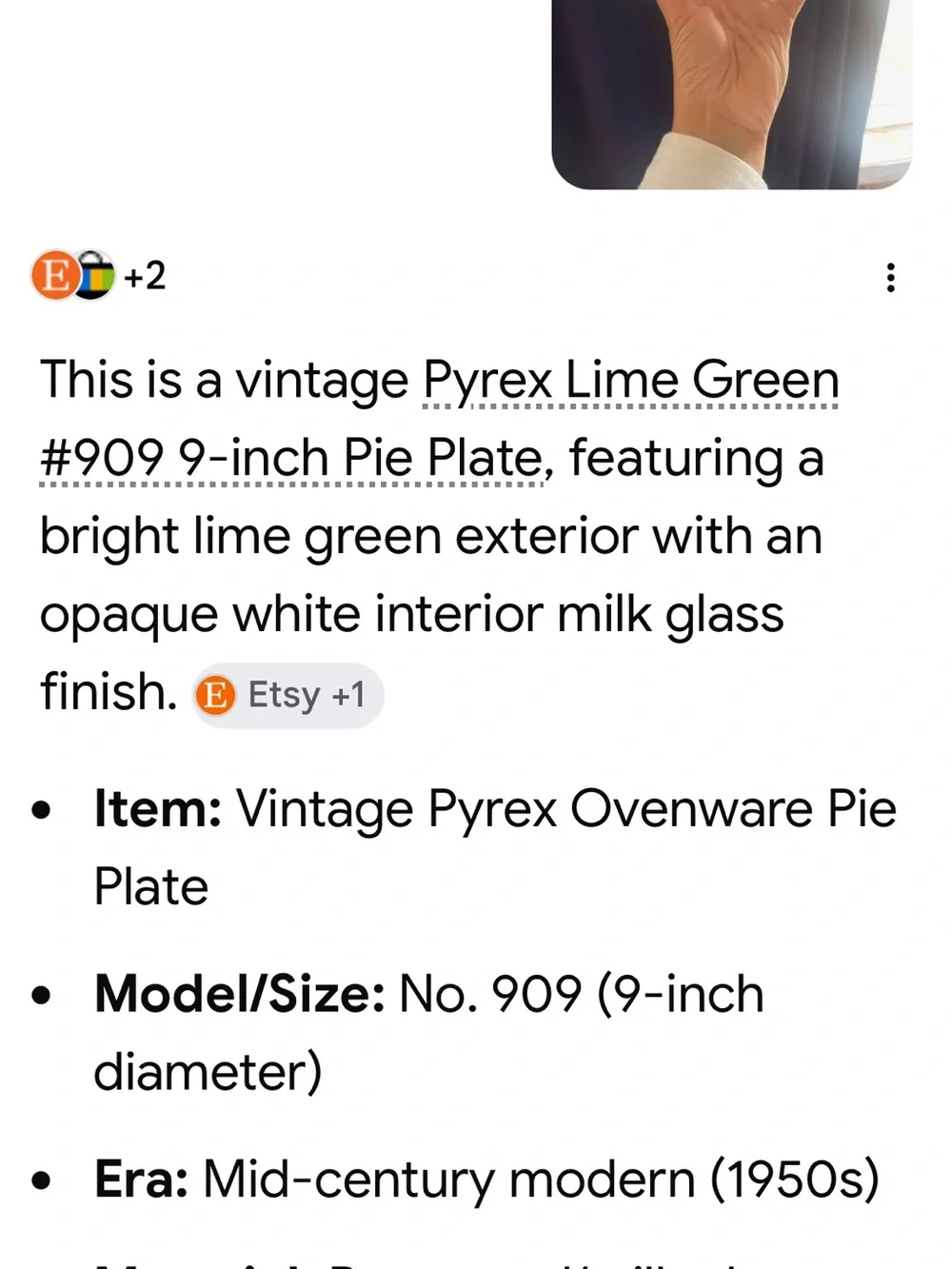 Vintage Retro Pyrex Lime Green Pie Plate 9 inch RARE ovenware baking kitchen